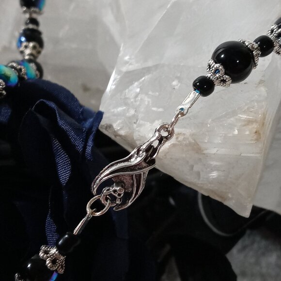 Gothic Ankh Necklace with Bat Charm Accents - Picture 6 of 9